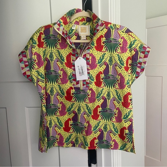NWT Emily McCarthy Poppy Pullover Yellow Zip Top - Picture 2 of 5